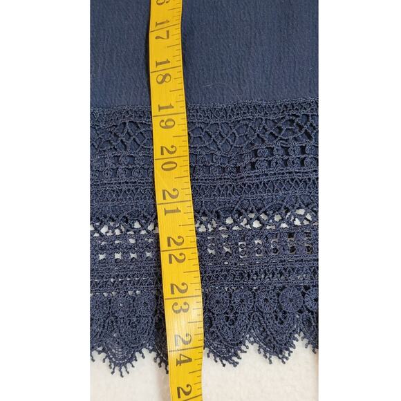 No Boundaries 11-13 L Blue Gauzy Lace Cold Shoulder Ruffle Neck Shirt Y2K Boho - Picture 5 of 11